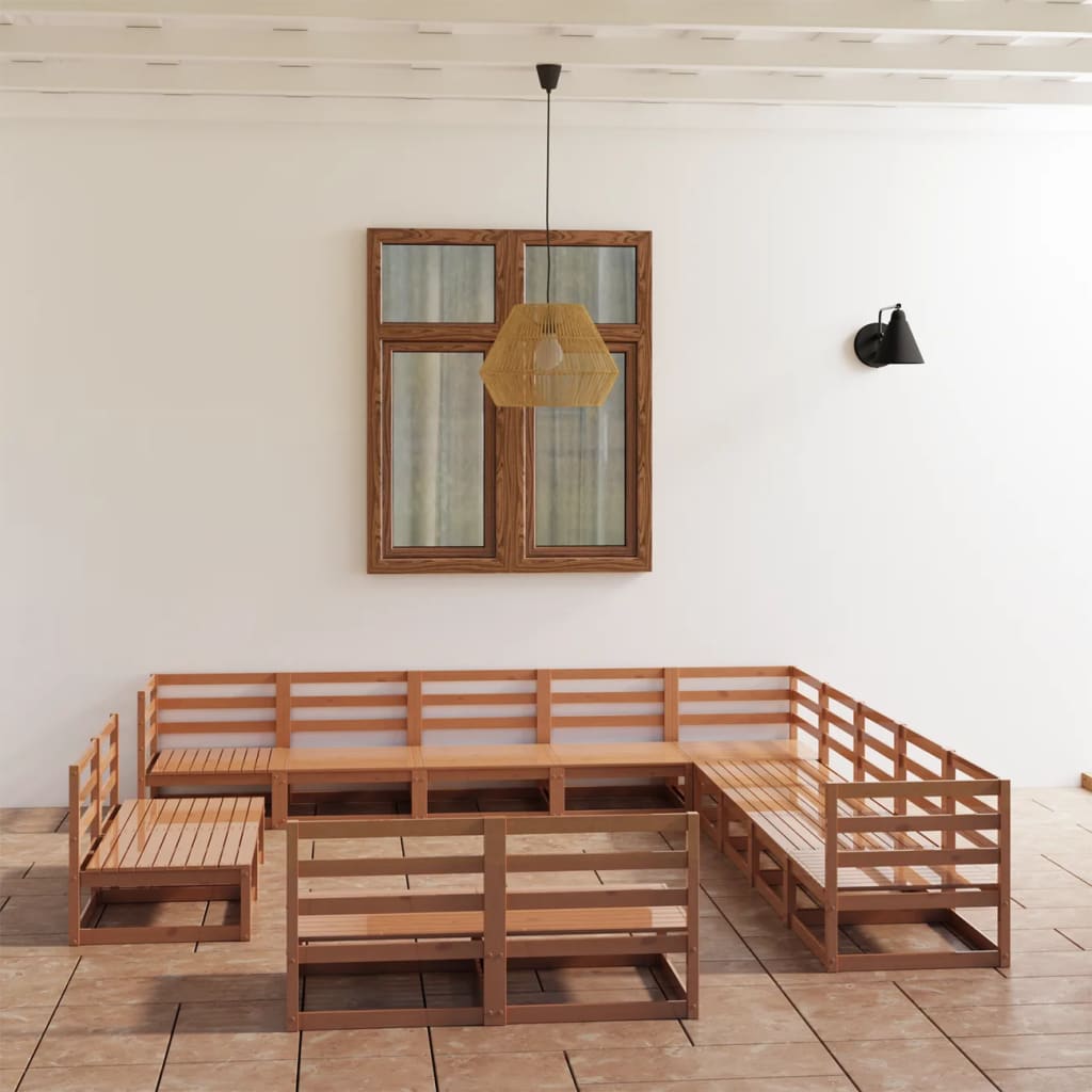 vidaXL Set mobilier de grădină, 13 piese, maro miere, lemn masiv pin vidaXL Set mobilier de grădină, 13 piese, maro miere, lemn masiv pin