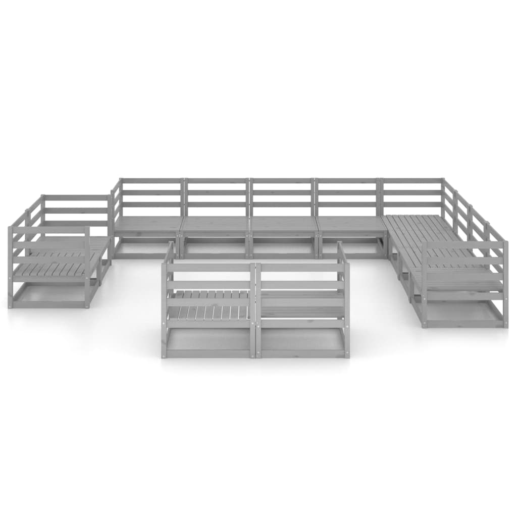 vidaXL Set mobilier de grădină, 12 piese, gri, lemn masiv de pin vidaXL Set mobilier de grădină, 12 piese, gri, lemn masiv de pin
