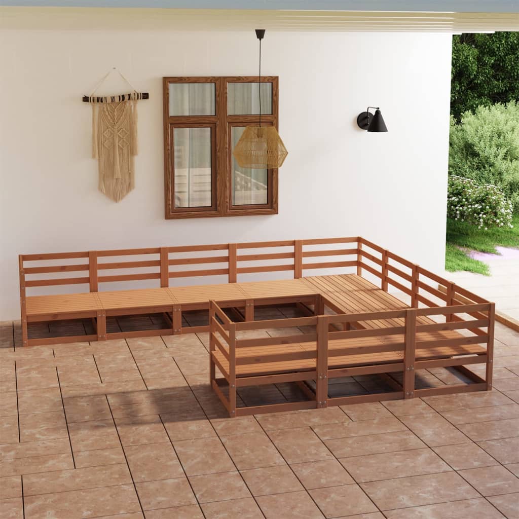 vidaXL Set mobilier relaxare de grădină, 10 piese, lemn masiv de pin vidaXL Set mobilier relaxare de grădină, 10 piese, lemn masiv de pin