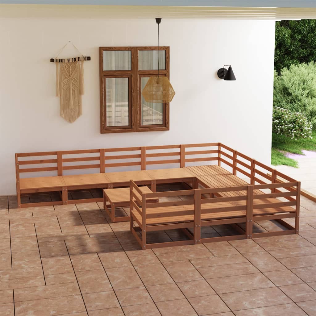 vidaXL Set mobilier de grădină, 11 piese, lemn masiv de pin vidaXL Set mobilier de grădină, 11 piese, lemn masiv de pin