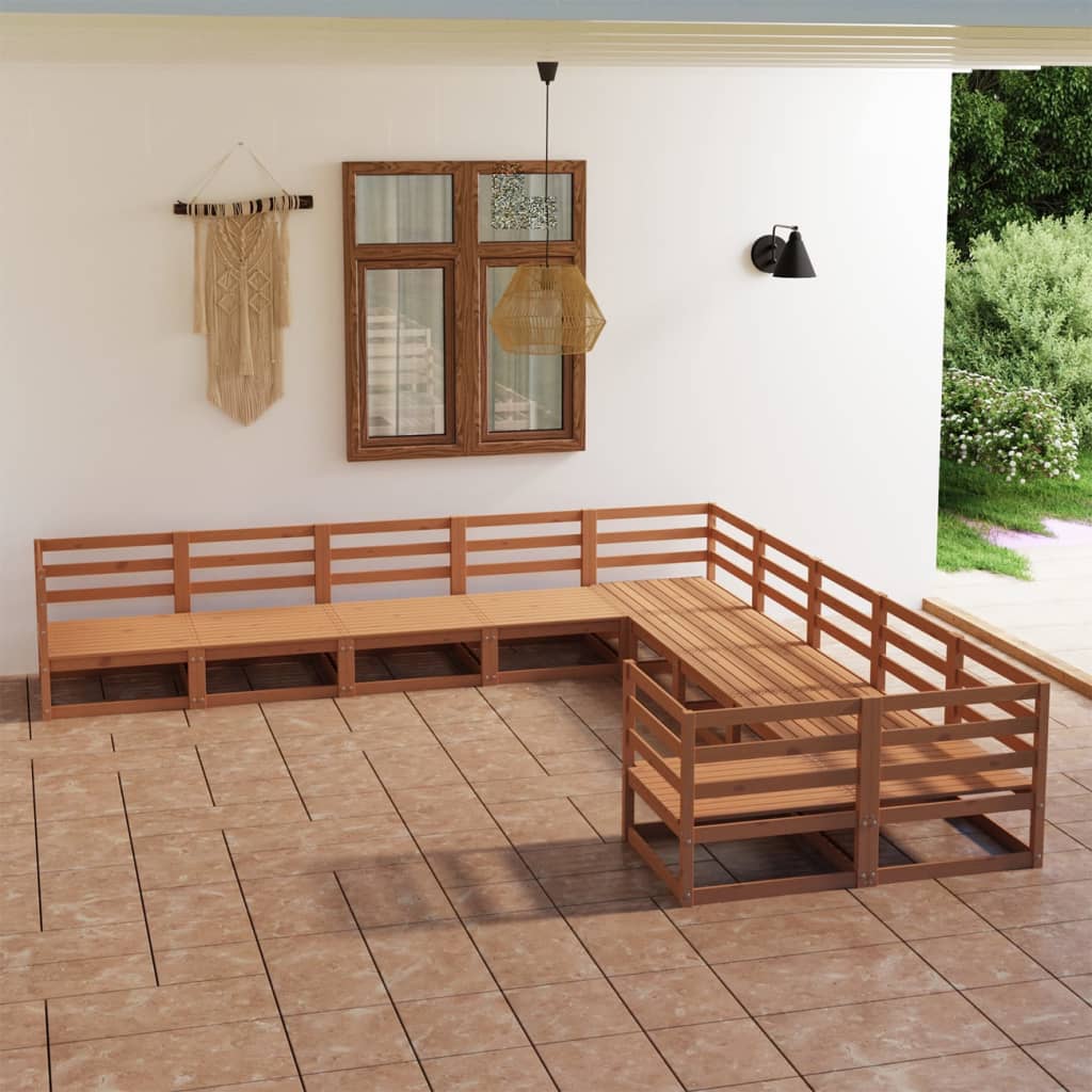 vidaXL Set mobilier de grădină, 10 piese, lemn masiv de pin vidaXL Set mobilier de grădină, 10 piese, lemn masiv de pin