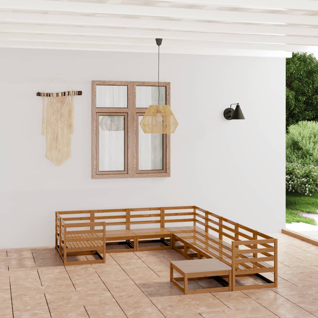 vidaXL Set mobilier de grădină, 10 piese, lemn masiv de pin vidaXL Set mobilier de grădină, 10 piese, lemn masiv de pin
