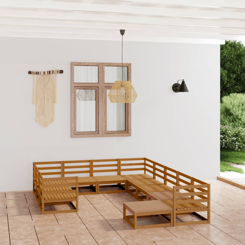 vidaXL Set mobilier de grădină, 11 piese, lemn masiv de pin vidaXL Set mobilier de grădină, 11 piese, lemn masiv de pin