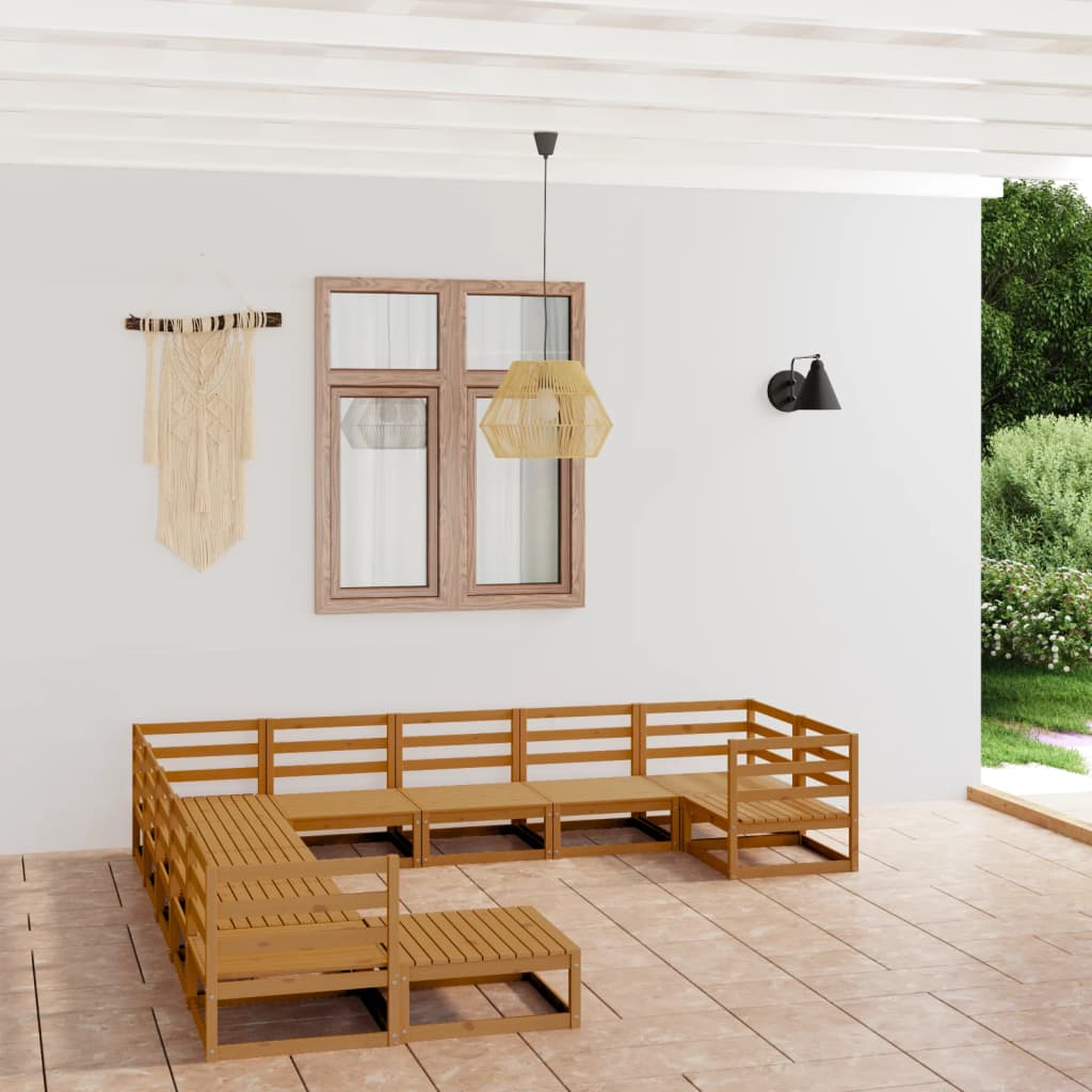 vidaXL Set mobilier de grădină, 11 piese, lemn masiv de pin vidaXL Set mobilier de grădină, 11 piese, lemn masiv de pin
