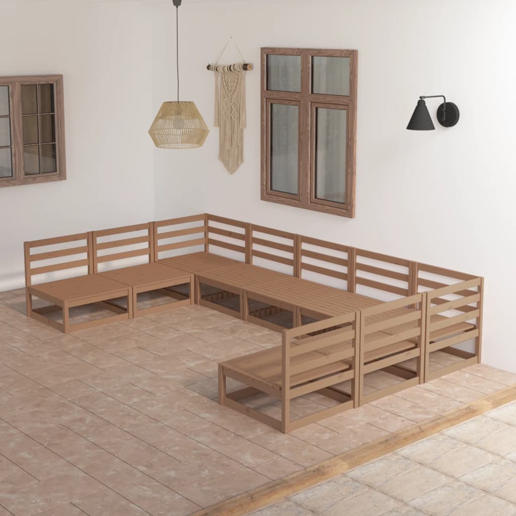 vidaXL Set mobilier de grădină, 9 piese, lemn masiv de pin vidaXL Set mobilier de grădină, 9 piese, lemn masiv de pin