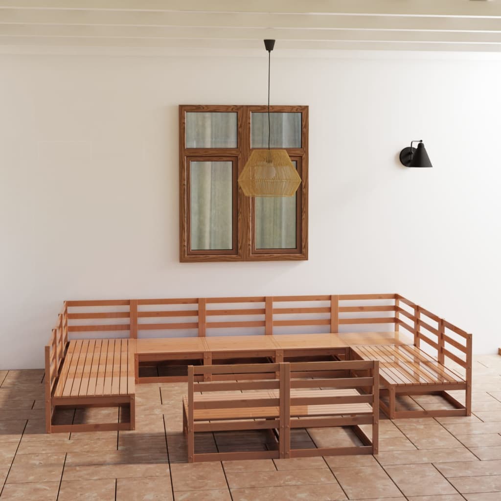 vidaXL Set mobilier de grădină, 11 piese, lemn masiv de pin vidaXL Set mobilier de grădină, 11 piese, lemn masiv de pin