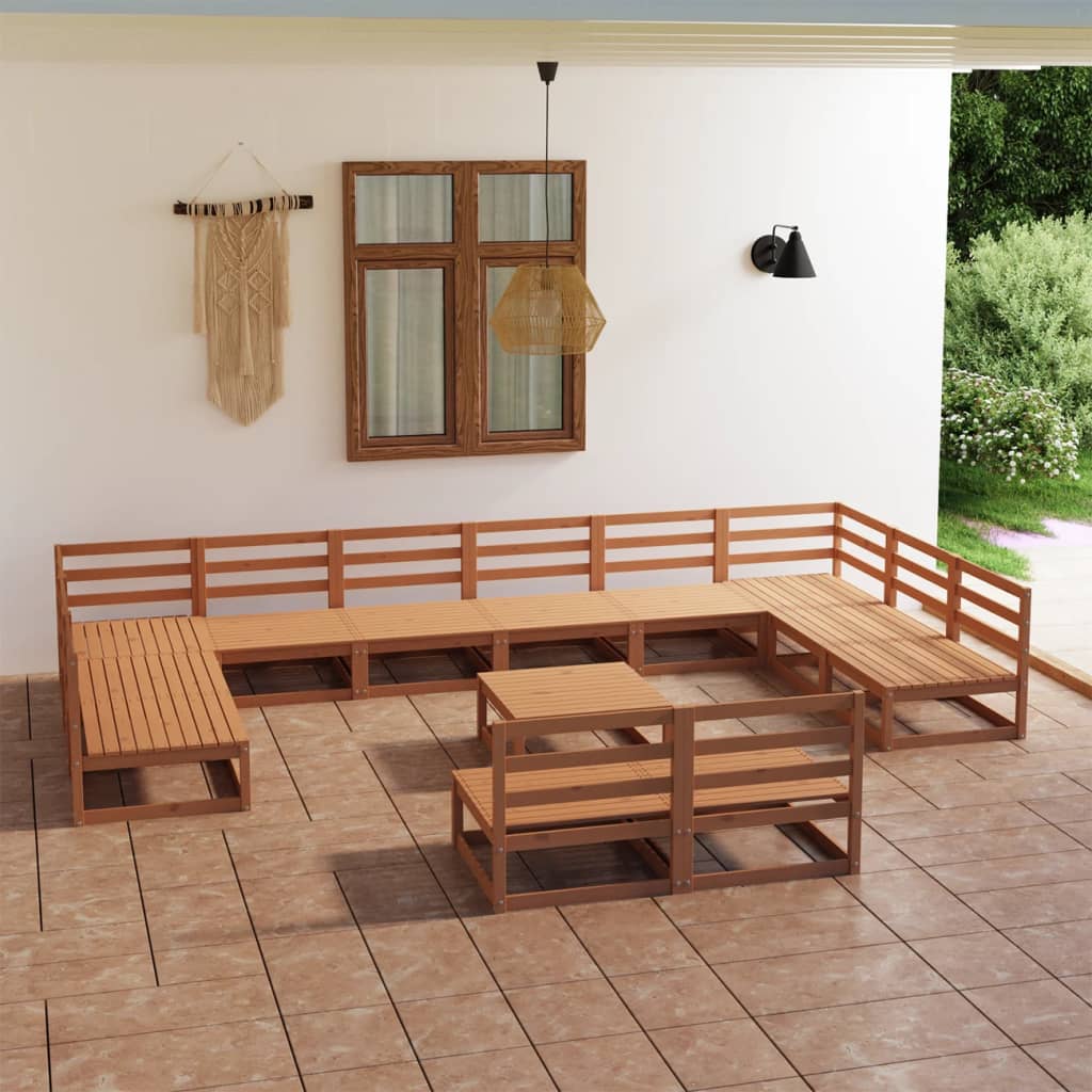 vidaXL Set mobilier de grădină, 13 piese, lemn masiv de pin vidaXL Set mobilier de grădină, 13 piese, lemn masiv de pin