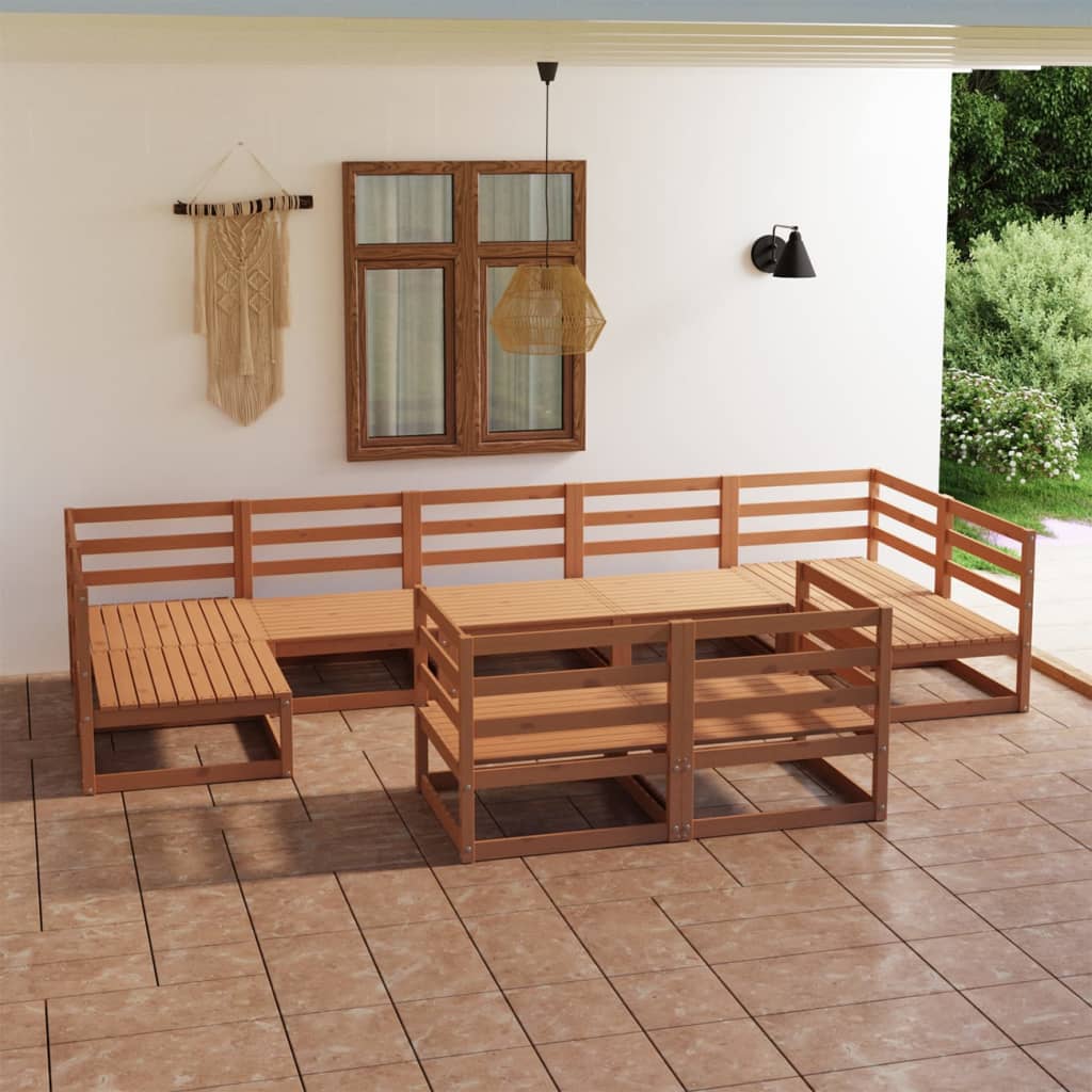 vidaXL Set mobilier de grădină, 9 piese, lemn masiv de pin vidaXL Set mobilier de grădină, 9 piese, lemn masiv de pin