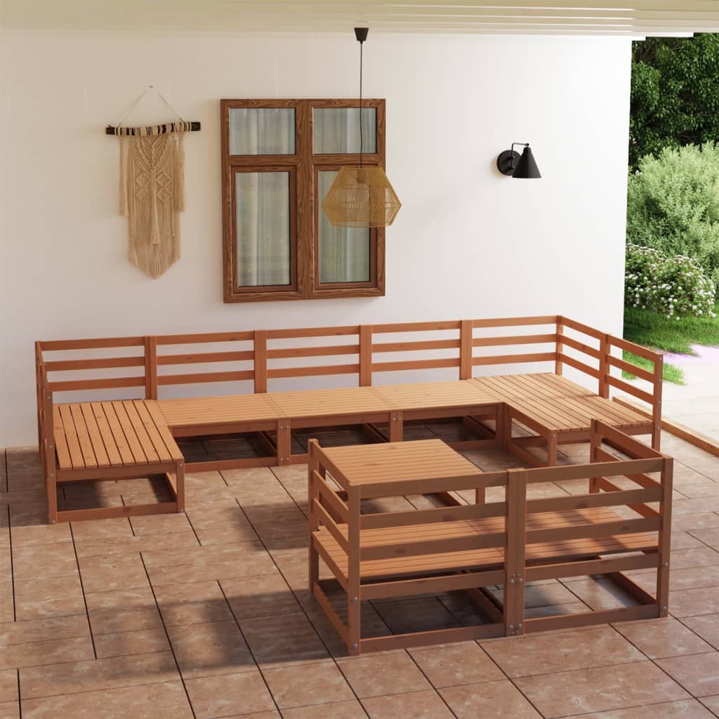 vidaXL Set mobilier de grădină, 10 piese, lemn masiv de pin vidaXL Set mobilier de grădină, 10 piese, lemn masiv de pin