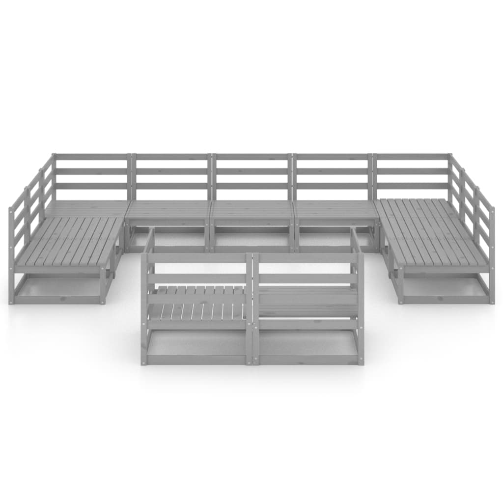 vidaXL Set mobilier de grădină, 11 piese, gri, lemn masiv de pin vidaXL Set mobilier de grădină, 11 piese, gri, lemn masiv de pin