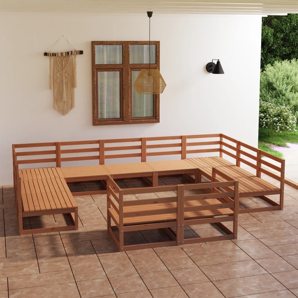 vidaXL Set mobilier de grădină, 11 piese, lemn masiv de pin vidaXL Set mobilier de grădină, 11 piese, lemn masiv de pin