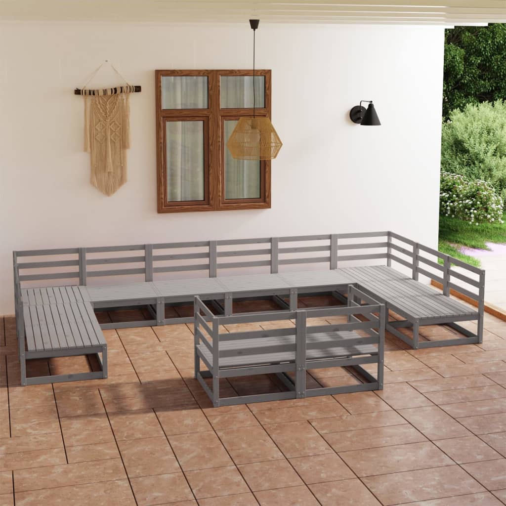 vidaXL Set mobilier de grădină, 12 piese, lemn masiv de pin vidaXL Set mobilier de grădină, 12 piese, lemn masiv de pin