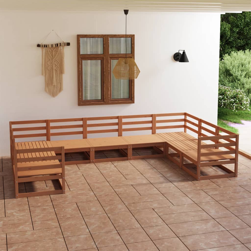 vidaXL Set mobilier de grădină, 9 piese, lemn masiv de pin vidaXL Set mobilier de grădină, 9 piese, lemn masiv de pin