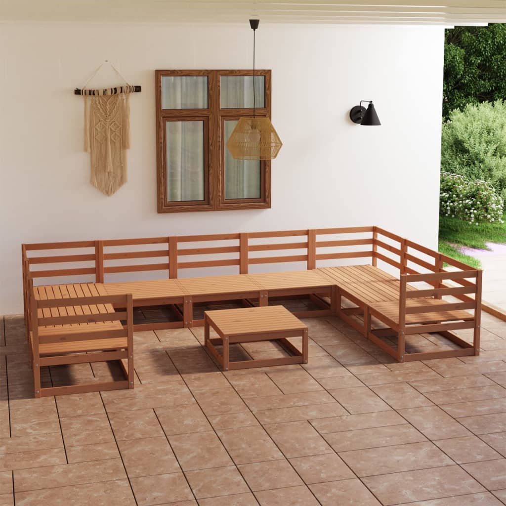 vidaXL Set mobilier de grădină, 10 piese, lemn masiv de pin vidaXL Set mobilier de grădină, 10 piese, lemn masiv de pin