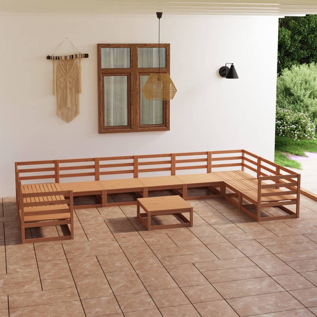 vidaXL Set mobilier de grădină, 11 piese, lemn masiv de pin vidaXL Set mobilier de grădină, 11 piese, lemn masiv de pin