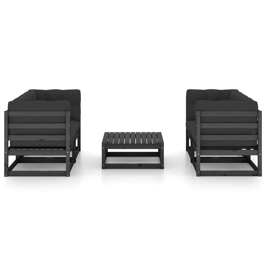 vidaXL Set mobilier grădină cu perne, 5 piese, lemn masiv pin