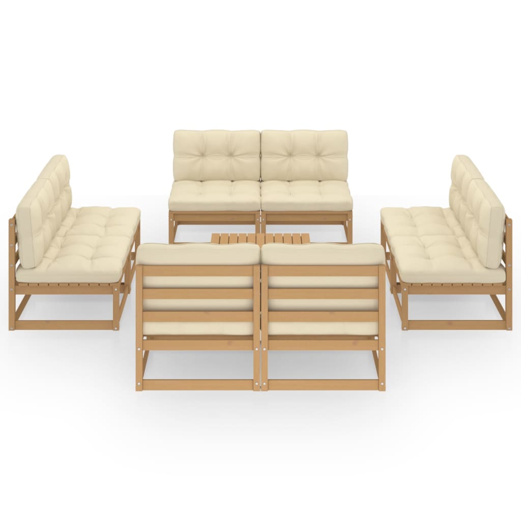vidaXL Set mobilier de grădină cu perne, 9 piese, lemn masiv de pin vidaXL Set mobilier de grădină cu perne, 9 piese, lemn masiv de pin