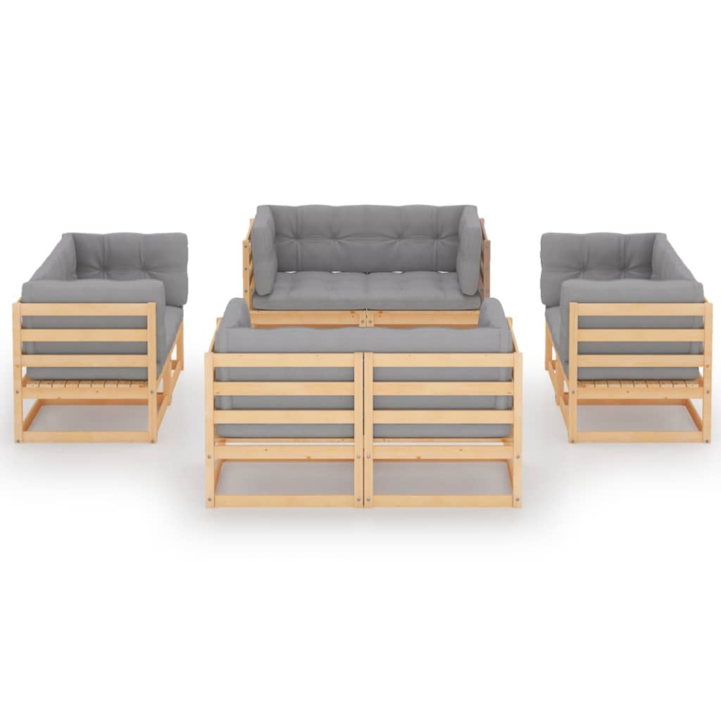 vidaXL Set mobilier de grădină cu perne, 8 piese, lemn masiv de pin vidaXL Set mobilier de grădină cu perne, 8 piese, lemn masiv de pin