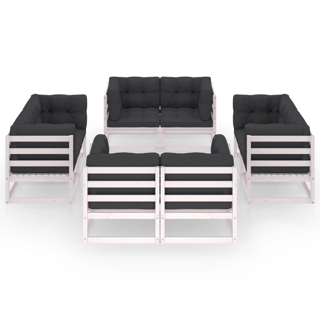vidaXL Set mobilier de grădină cu perne, 8 piese, lemn masiv de pin vidaXL Set mobilier de grădină cu perne, 8 piese, lemn masiv de pin
