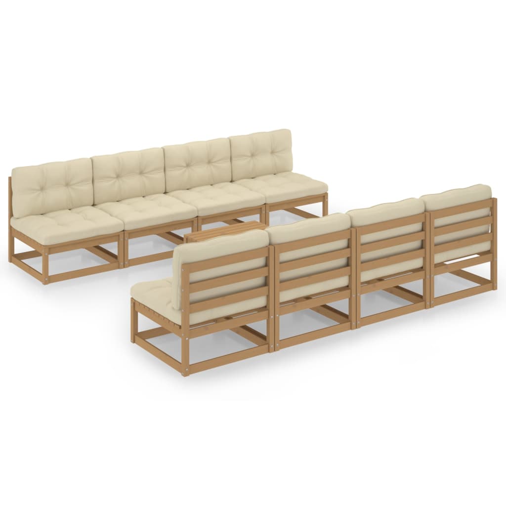 vidaXL Set mobilier de grădină cu perne, 9 piese, lemn masiv de pin