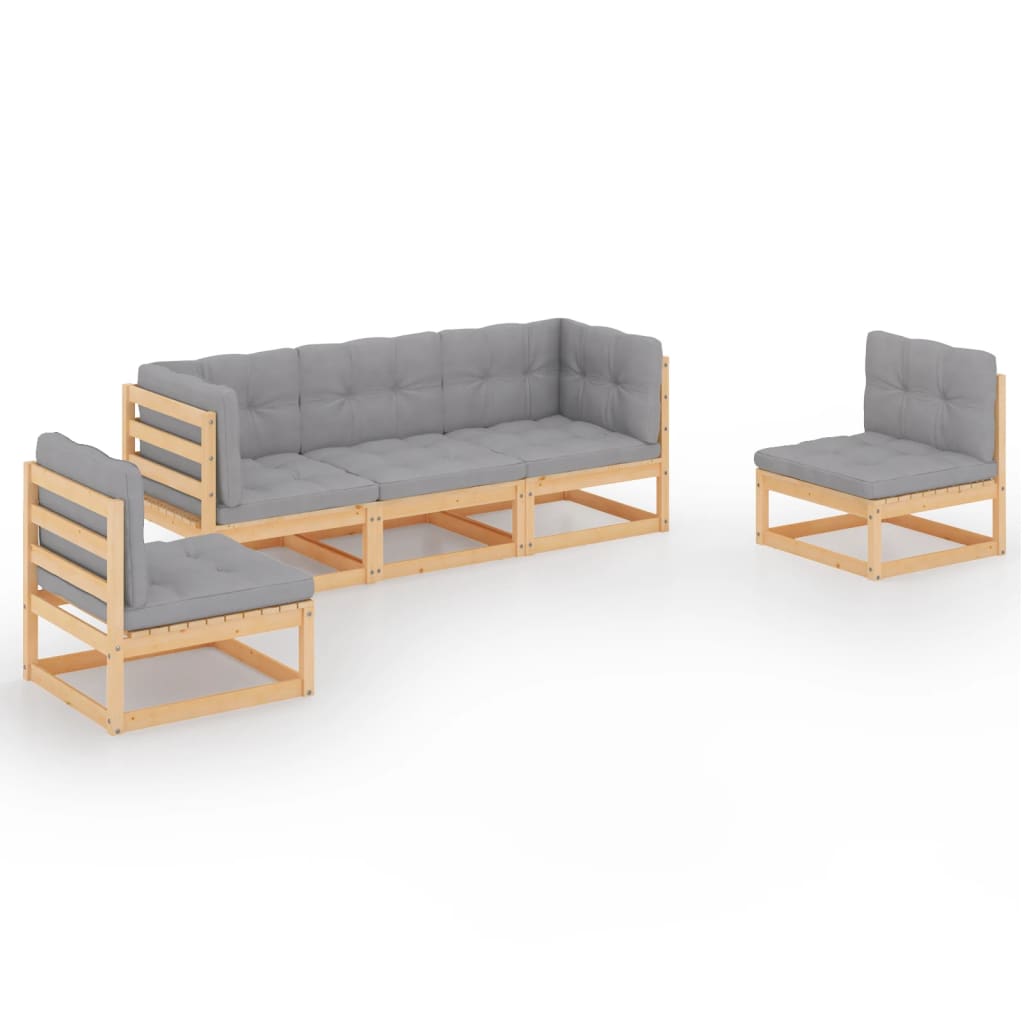 vidaXL Set mobilier de grădină, 5 piese, cu perne, lemn masiv de pin vidaXL Set mobilier de grădină, 5 piese, cu perne, lemn masiv de pin