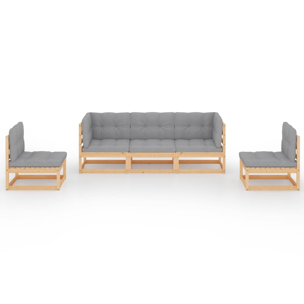 vidaXL Set mobilier de grădină, 5 piese, cu perne, lemn masiv de pin vidaXL Set mobilier de grădină, 5 piese, cu perne, lemn masiv de pin