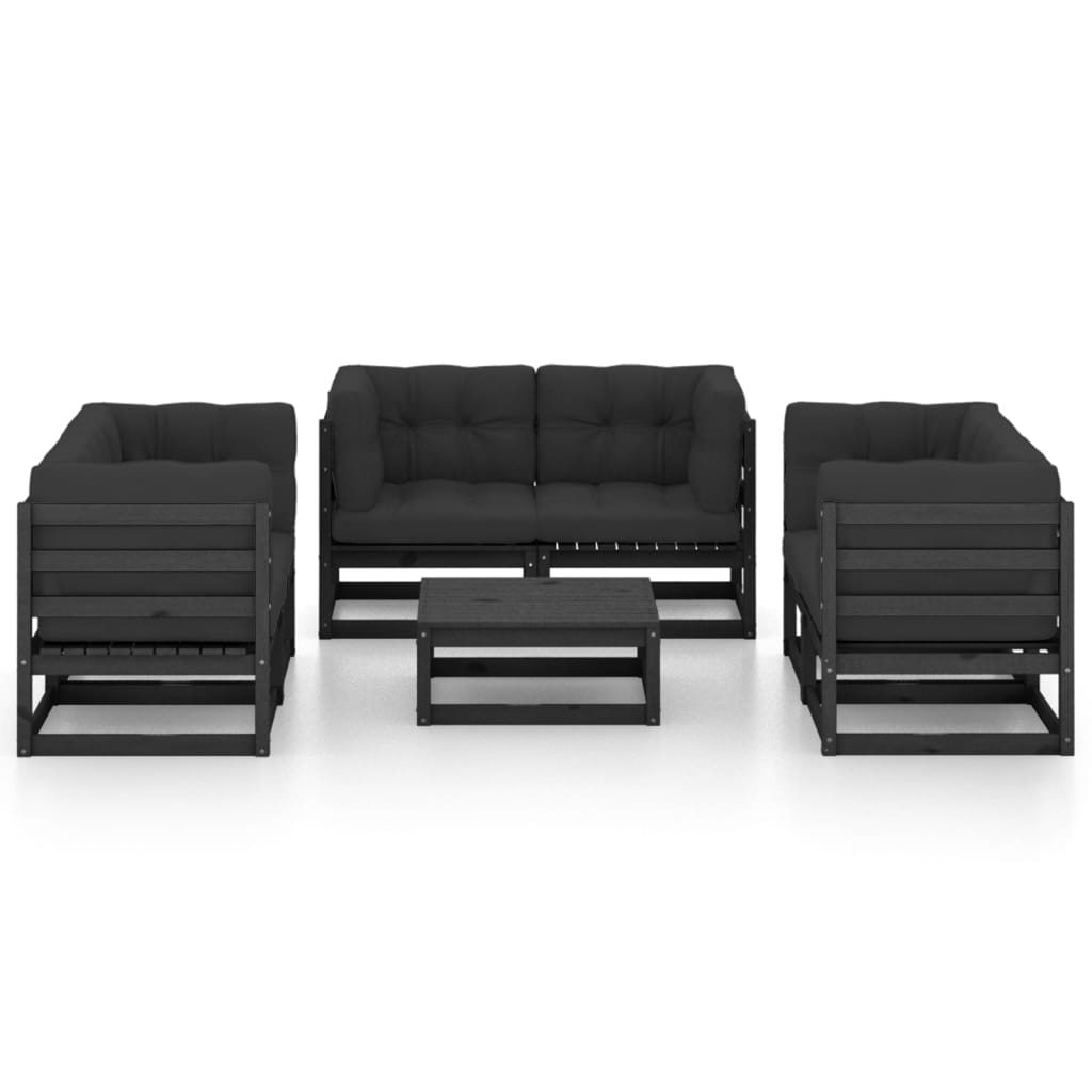 vidaXL Set mobilier grădină cu perne, 7 piese, lemn masiv pin