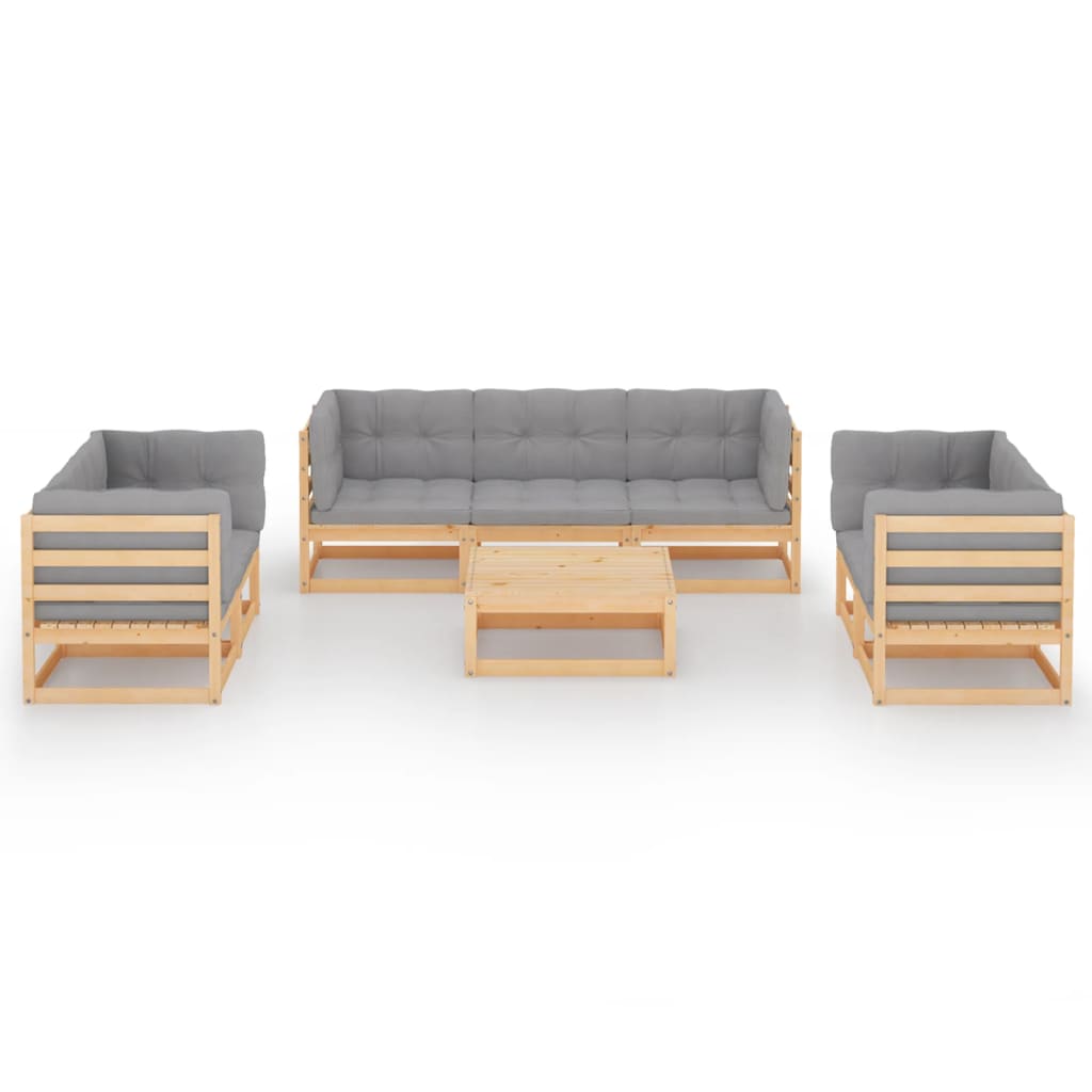 vidaXL Set mobilier de grădină cu perne, 8 piese, lemn masiv de pin vidaXL Set mobilier de grădină cu perne, 8 piese, lemn masiv de pin
