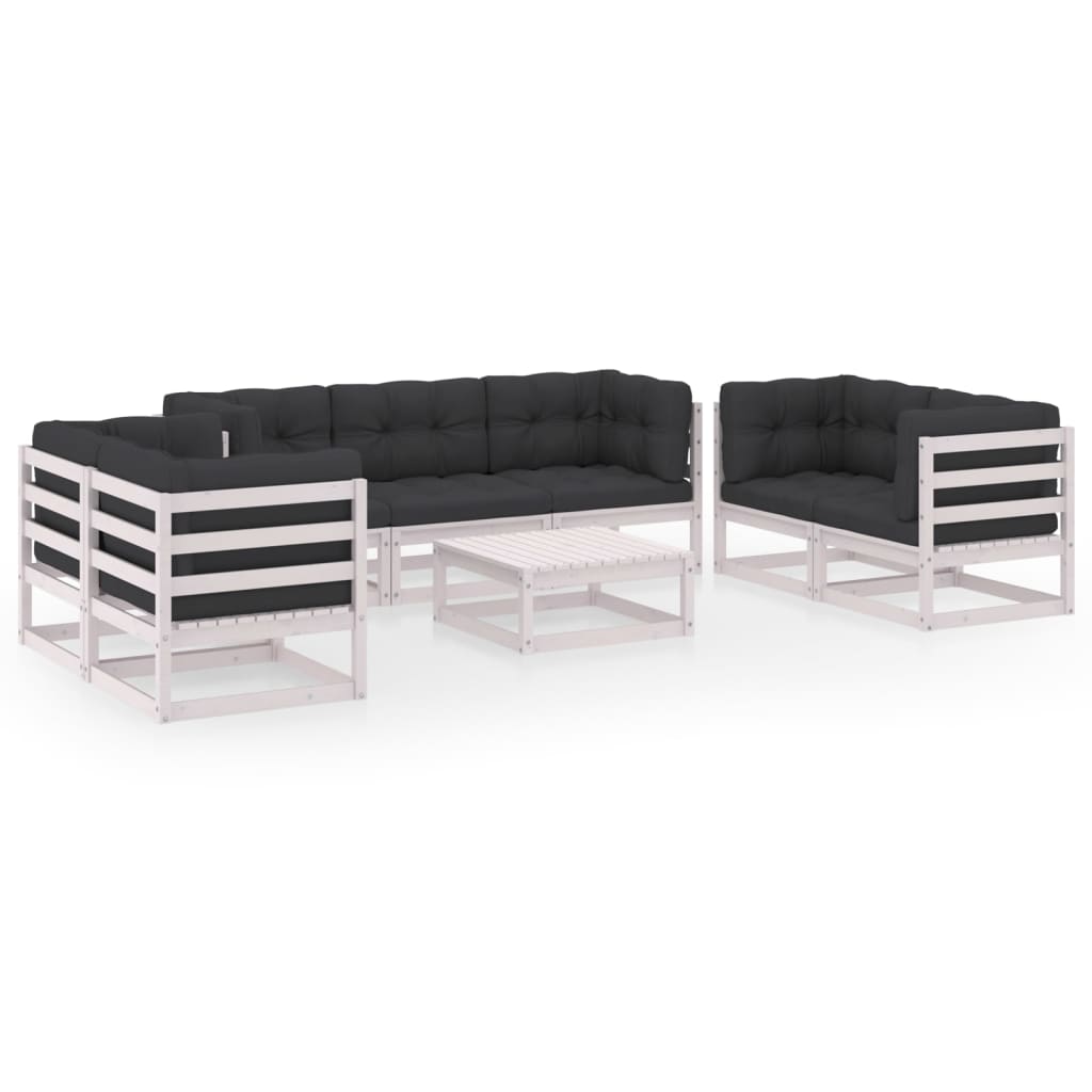 vidaXL Set mobilier de grădină cu perne, 8 piese, lemn masiv de pin vidaXL Set mobilier de grădină cu perne, 8 piese, lemn masiv de pin
