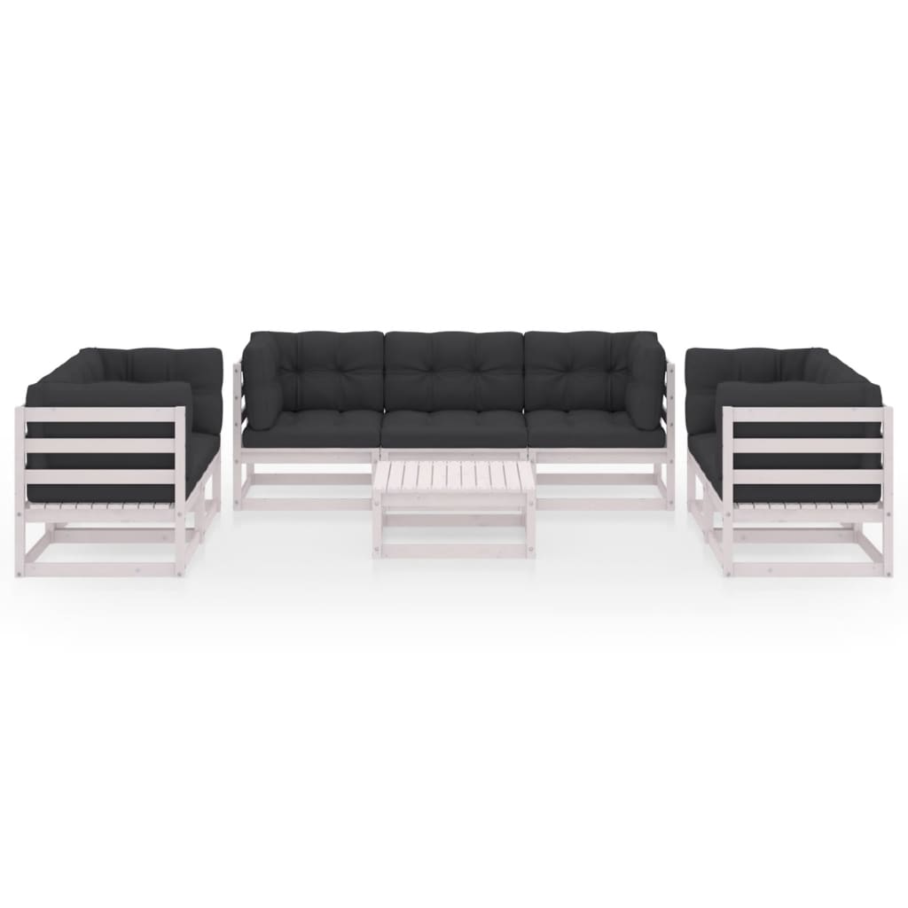 vidaXL Set mobilier de grădină cu perne, 8 piese, lemn masiv de pin vidaXL Set mobilier de grădină cu perne, 8 piese, lemn masiv de pin