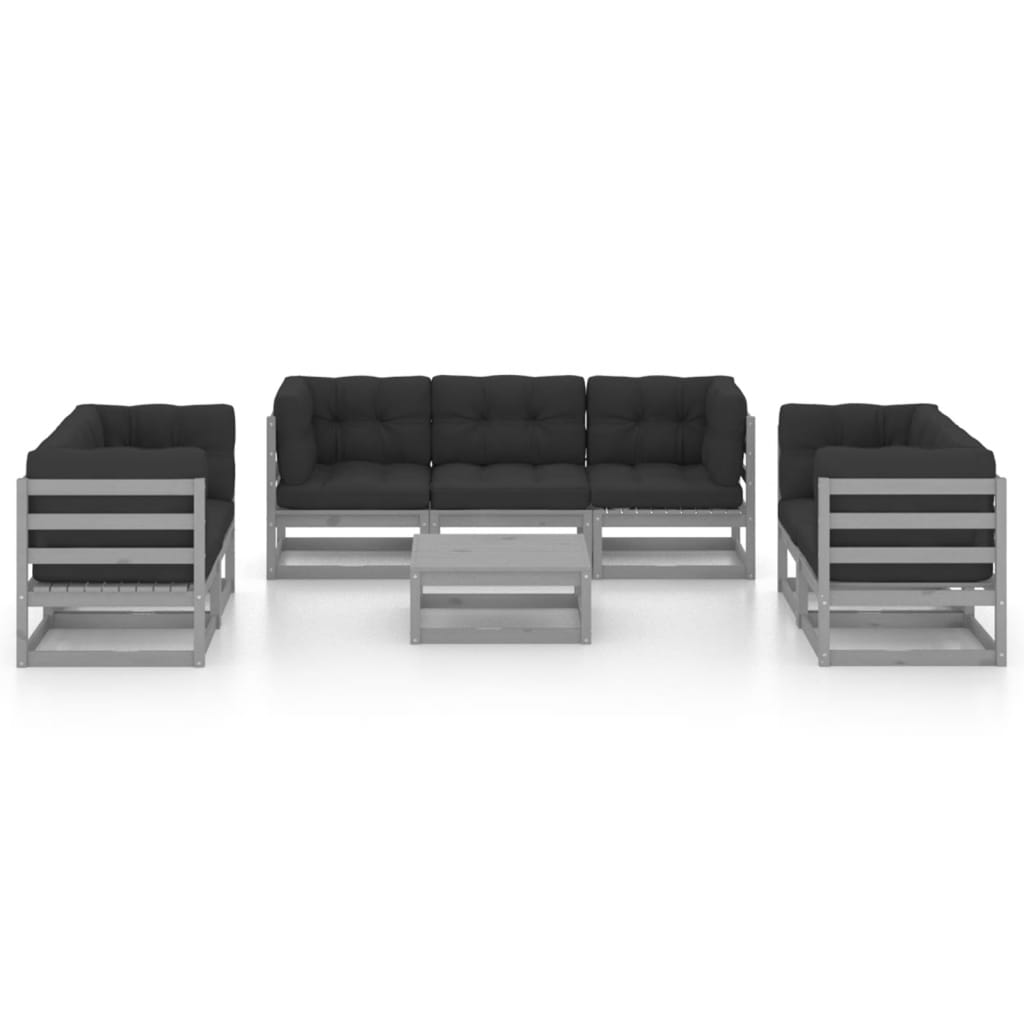 vidaXL Set mobilier de grădină cu perne, 8 piese, lemn masiv de pin vidaXL Set mobilier de grădină cu perne, 8 piese, lemn masiv de pin