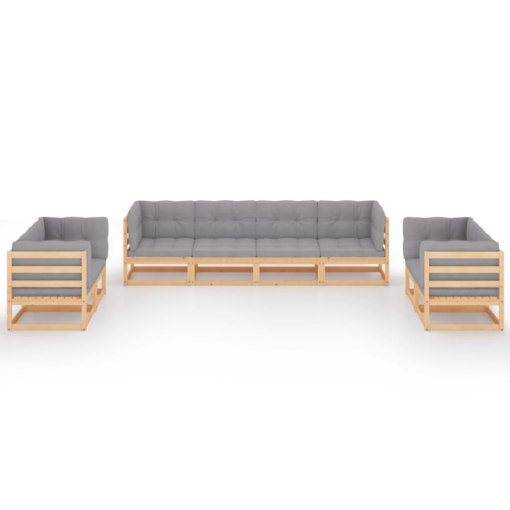 vidaXL Set mobilier de grădină cu perne, 8 piese, lemn masiv de pin vidaXL Set mobilier de grădină cu perne, 8 piese, lemn masiv de pin