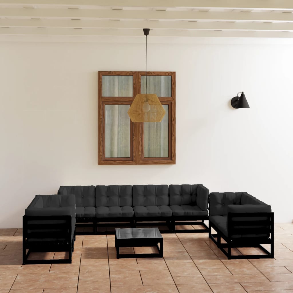 vidaXL Set mobilier grădină cu perne, 9 piese, lemn masiv pin vidaXL Set mobilier grădină cu perne, 9 piese, lemn masiv pin