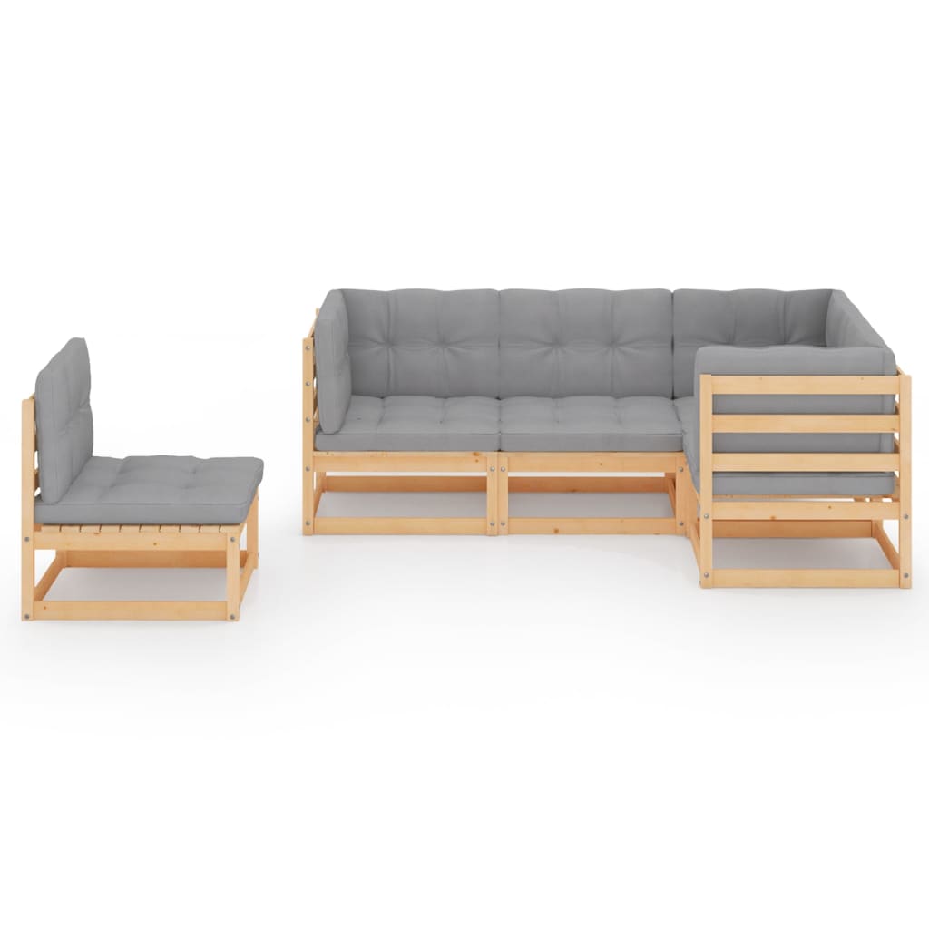 vidaXL Set mobilier de grădină, 5 piese, cu perne, lemn masiv de pin vidaXL Set mobilier de grădină, 5 piese, cu perne, lemn masiv de pin