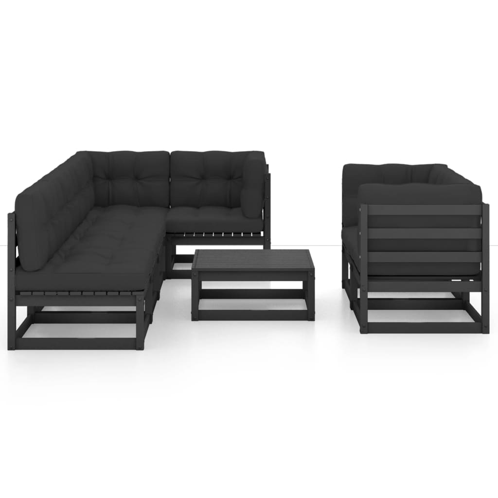 vidaXL Set mobilier grădină cu perne, 8 piese, lemn masiv pin