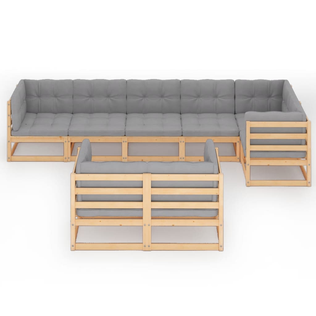 vidaXL Set mobilier de grădină cu perne, 8 piese, lemn masiv de pin vidaXL Set mobilier de grădină cu perne, 8 piese, lemn masiv de pin