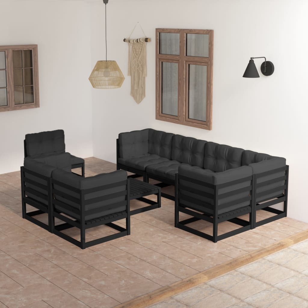vidaXL Set mobilier grădină cu perne, 9 piese, lemn masiv de pin vidaXL Set mobilier grădină cu perne, 9 piese, lemn masiv de pin