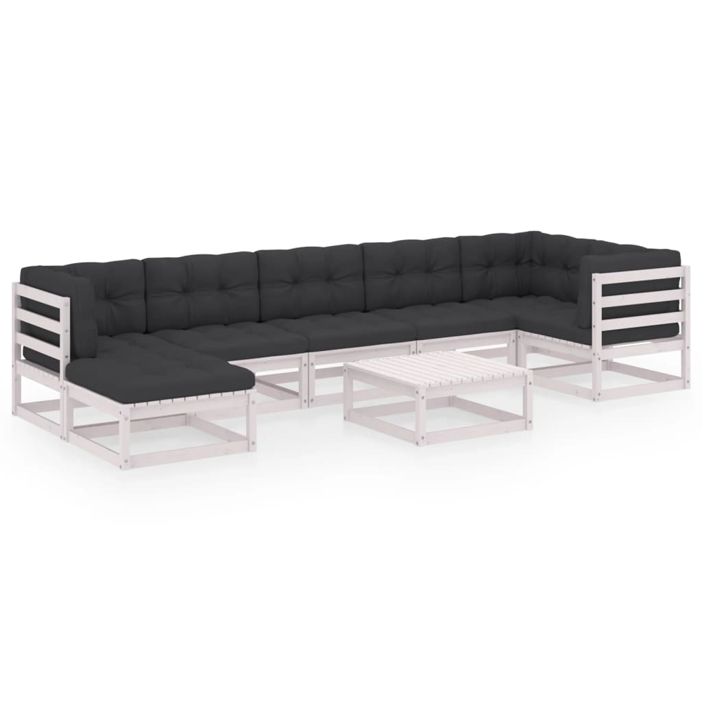 vidaXL Set mobilier de grădină cu perne, 8 piese, lemn masiv de pin vidaXL Set mobilier de grădină cu perne, 8 piese, lemn masiv de pin