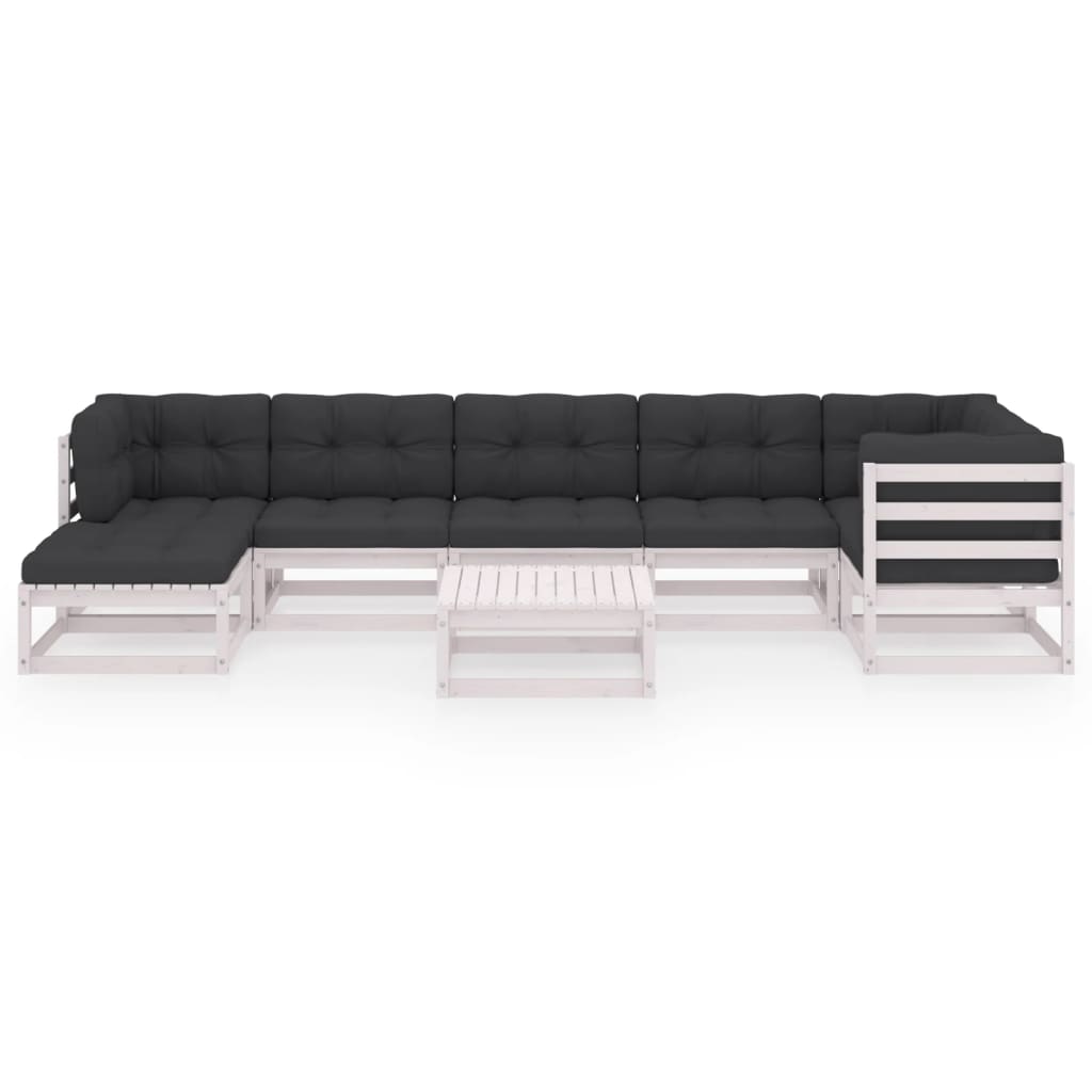 vidaXL Set mobilier de grădină cu perne, 8 piese, lemn masiv de pin vidaXL Set mobilier de grădină cu perne, 8 piese, lemn masiv de pin