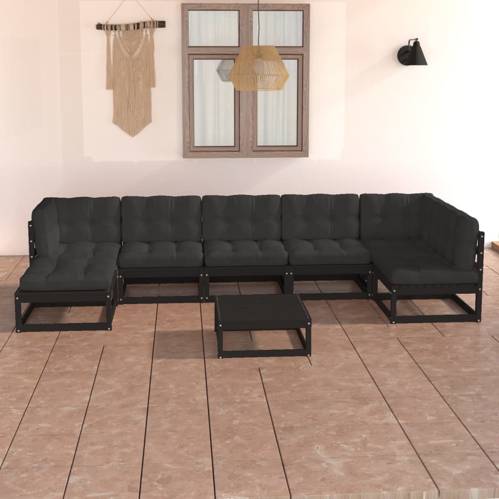 vidaXL Set mobilier de grădină cu perne, 8 piese, lemn masiv pin vidaXL Set mobilier de grădină cu perne, 8 piese, lemn masiv pin