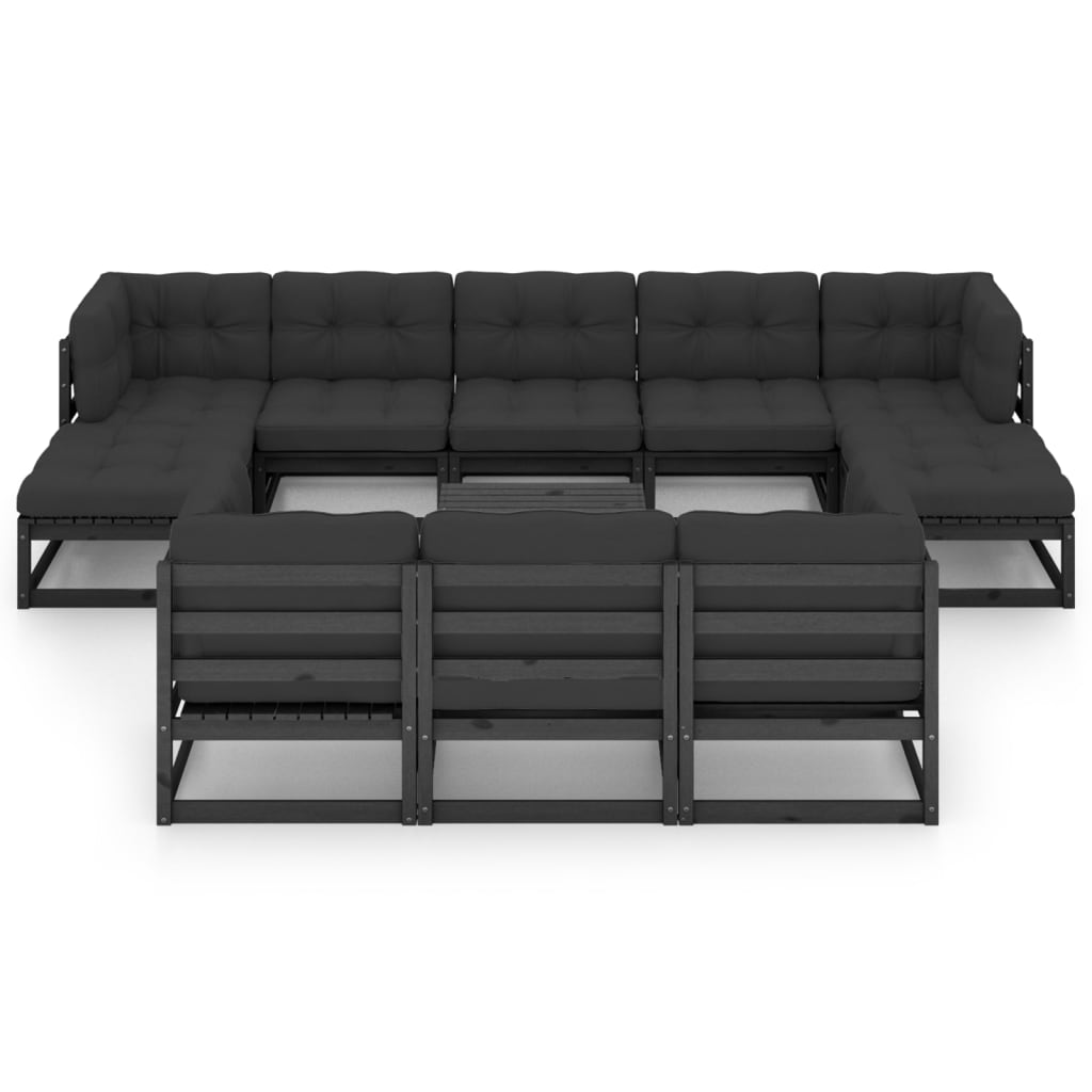 vidaXL Set mobilier grădină cu perne, 11 piese, lemn masiv de pin