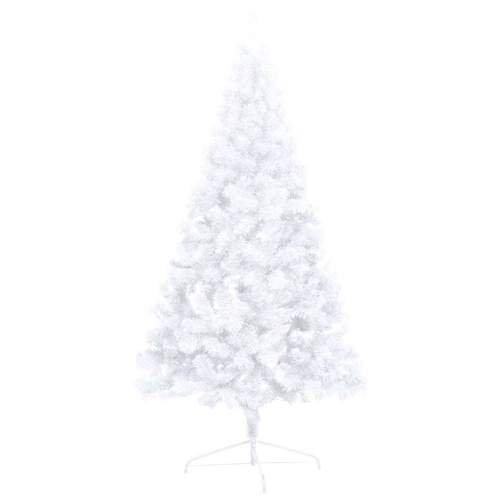 vidaXL Jumătate brad Crăciun pre-iluminat cu set globuri, alb, 240 cm vidaXL Jumătate brad Crăciun pre-iluminat cu set globuri, alb, 240 cm