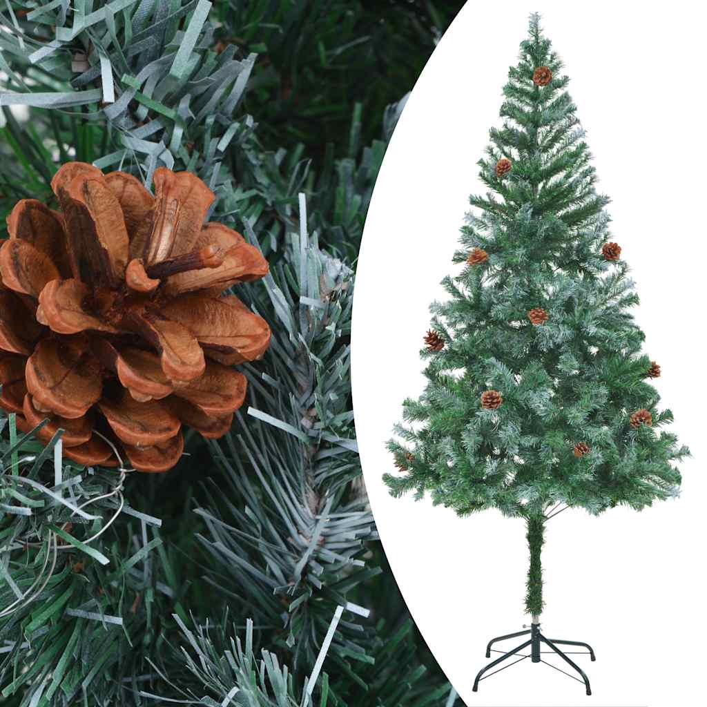 vidaXL Brad Crăciun artificial pre-iluminat globuri/conuri pin, 180 cm vidaXL Brad Crăciun artificial pre-iluminat globuri/conuri pin, 180 cm