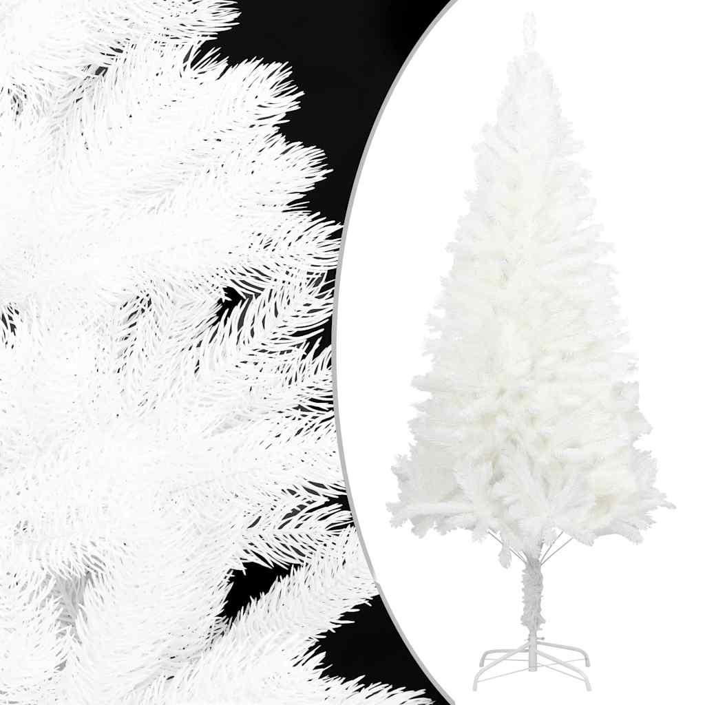 vidaXL Brad Crăciun pre-iluminat artificial, set globuri, alb, 120 cm vidaXL Brad Crăciun pre-iluminat artificial, set globuri, alb, 120 cm