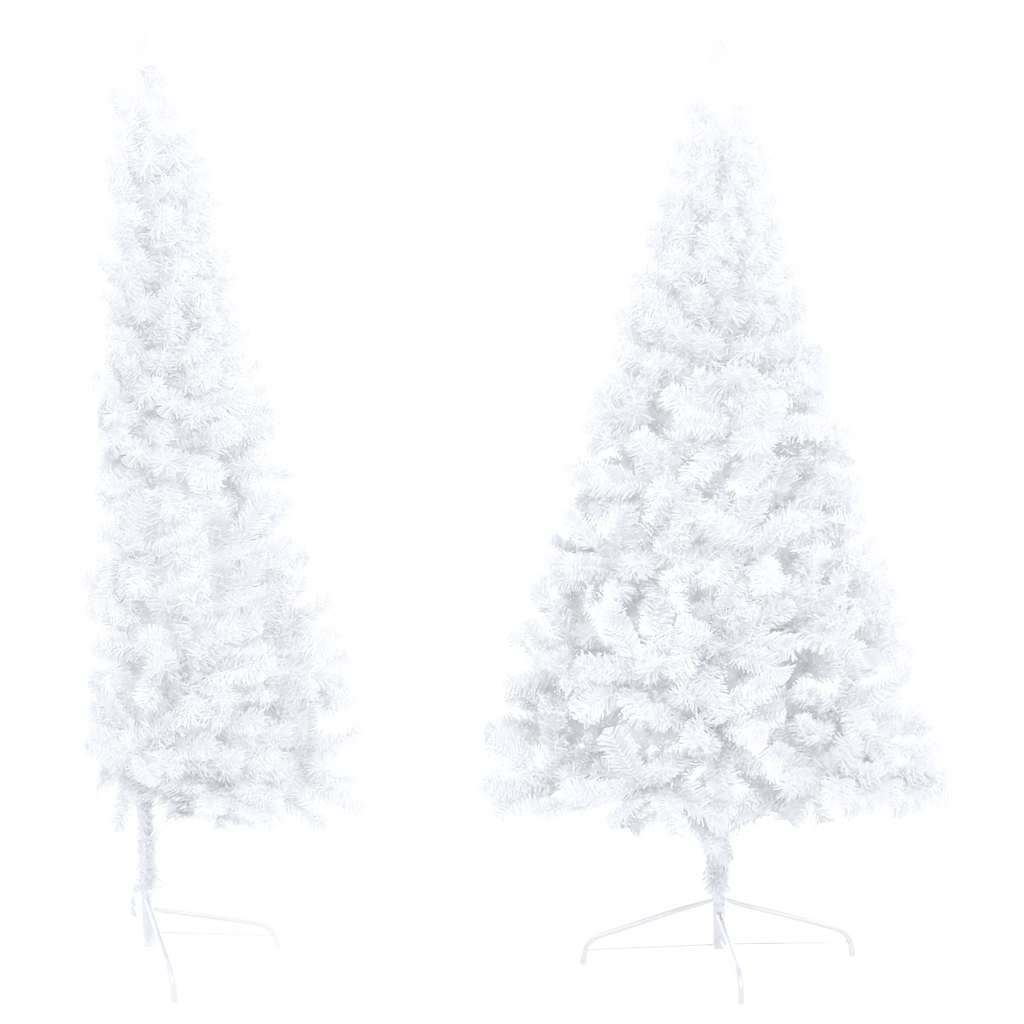 vidaXL Jumătate brad Crăciun pre-iluminat cu set globuri, alb, 150 cm vidaXL Jumătate brad Crăciun pre-iluminat cu set globuri, alb, 150 cm