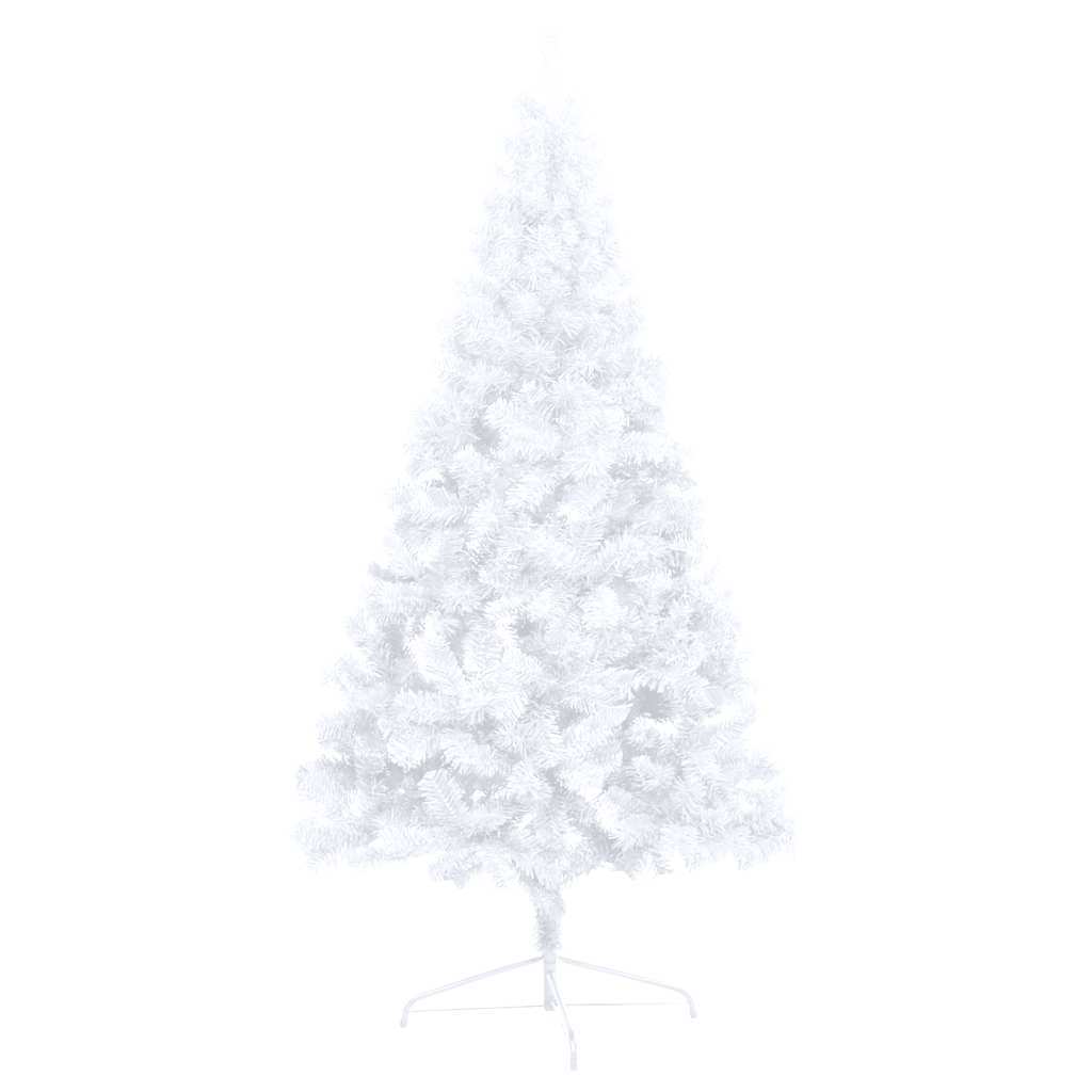 vidaXL Jumătate brad Crăciun pre-iluminat cu set globuri, alb, 150 cm vidaXL Jumătate brad Crăciun pre-iluminat cu set globuri, alb, 150 cm