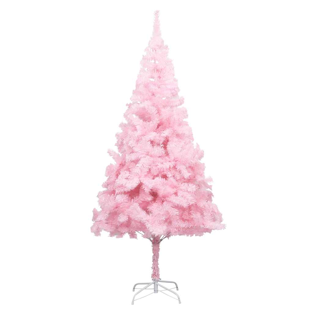 vidaXL Brad Crăciun pre-iluminat cu set globuri, roz, 210 cm, PVC vidaXL Brad Crăciun pre-iluminat cu set globuri, roz, 210 cm, PVC