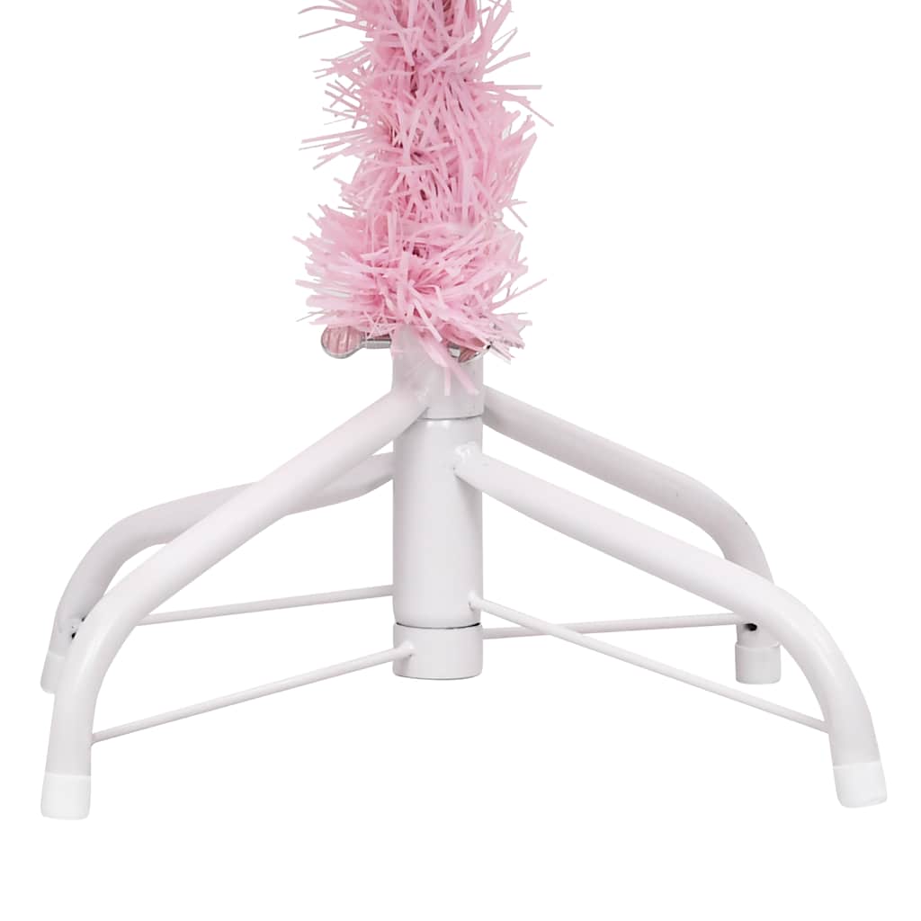 vidaXL Brad Crăciun pre-iluminat cu set globuri, roz, 210 cm, PVC vidaXL Brad Crăciun pre-iluminat cu set globuri, roz, 210 cm, PVC