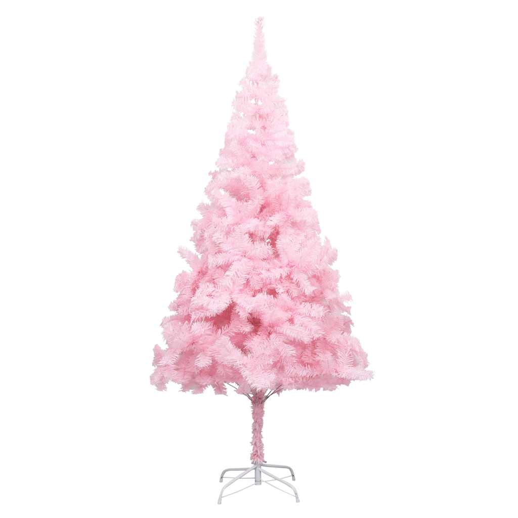 vidaXL Brad Crăciun pre-iluminat cu set globuri, roz, 240 cm, PVC vidaXL Brad Crăciun pre-iluminat cu set globuri, roz, 240 cm, PVC