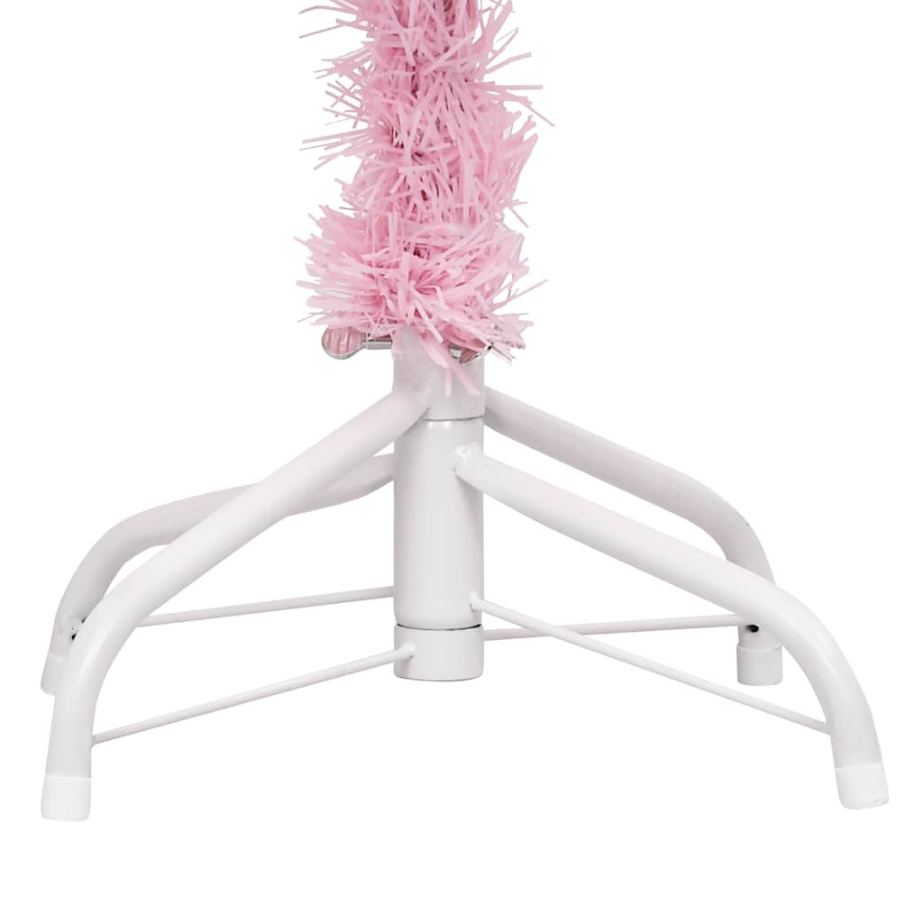vidaXL Brad Crăciun pre-iluminat cu set globuri, roz, 240 cm, PVC vidaXL Brad Crăciun pre-iluminat cu set globuri, roz, 240 cm, PVC